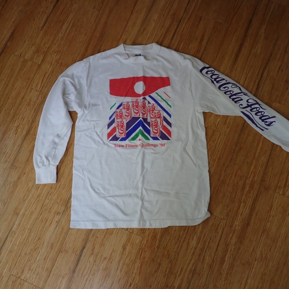 VTG Coca-Cola Foods 1990 Team Fitness Challenge Long Sleeve Tee Unisex - Picture 2 of 11